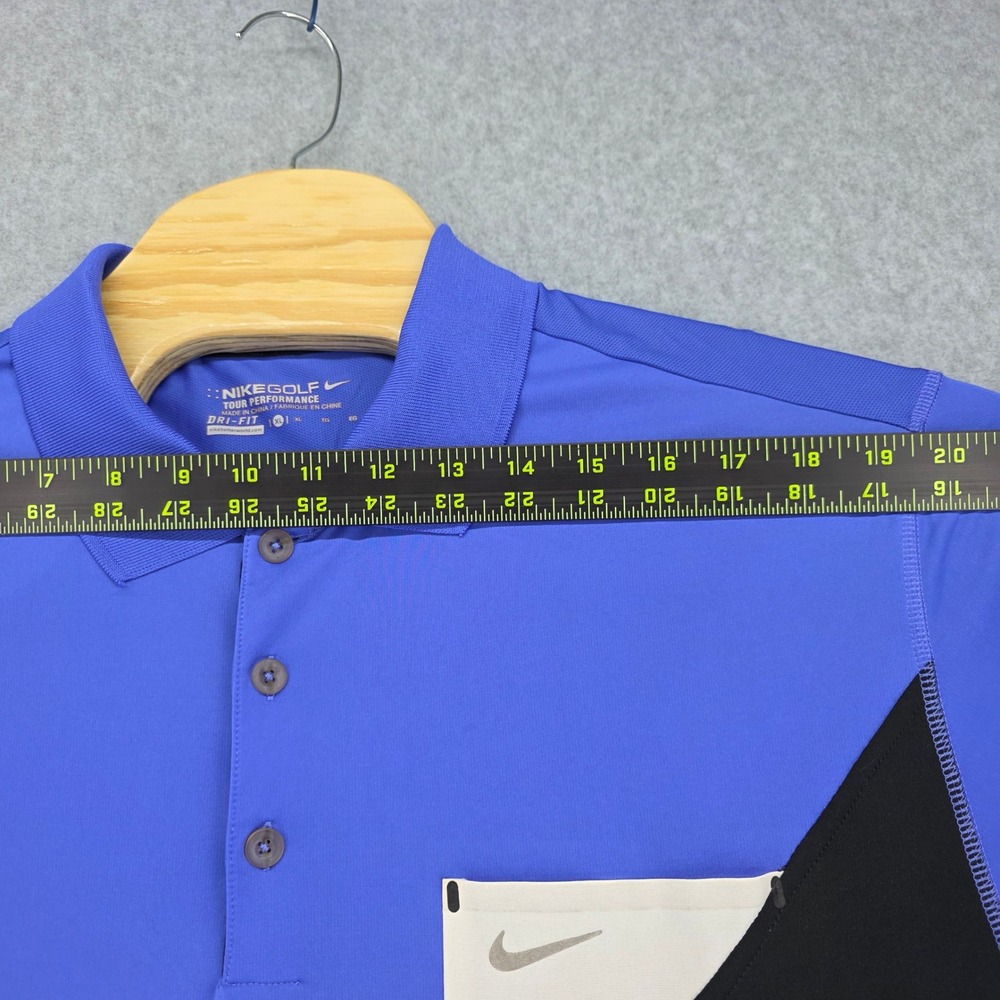 Nike Golf Tour Performance Dri Fit Polo Shirt Men's XL Blue Colorblock Pocket - Picture 9 of 12